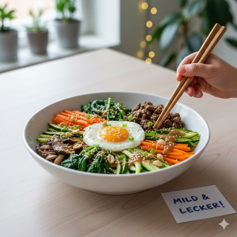 Bibimbap ohne Gochujang kinderfreundlich mildes koreanisches Rezept Berlin