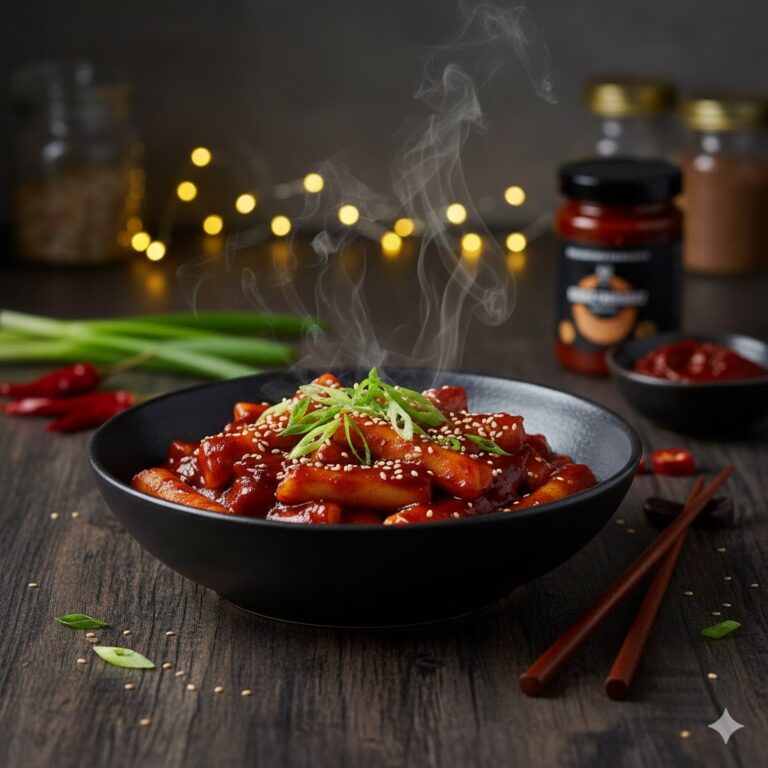 Gesunde glutenfreie Tteokbokki Rezept ohne Zuckerzusatz koreanisches Streetfood