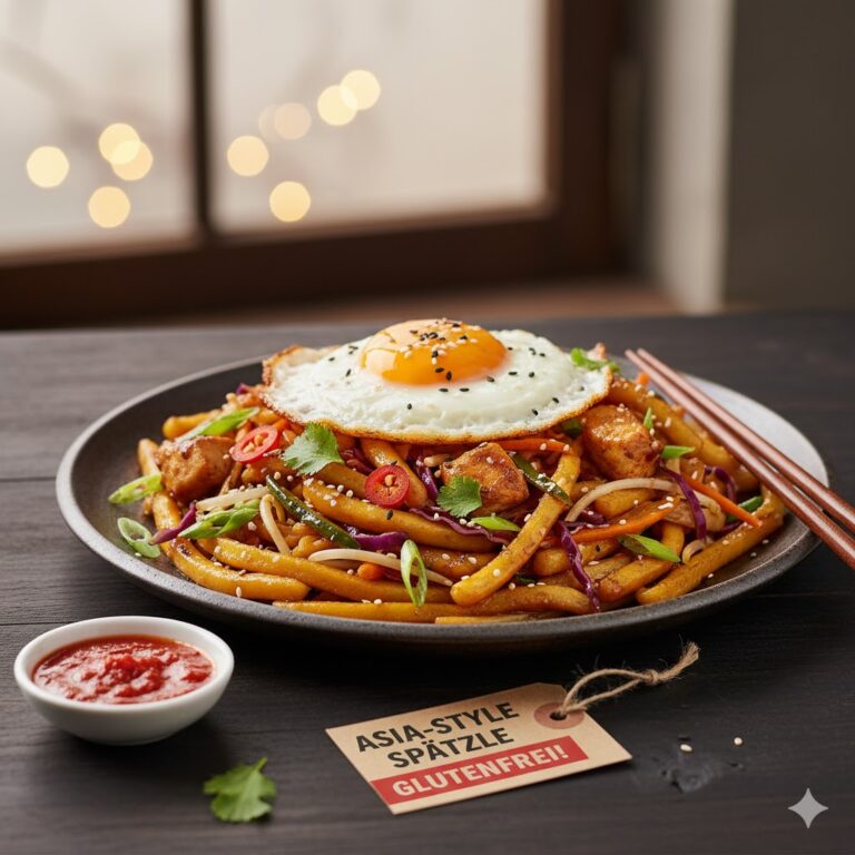 Indonesische Mie Goreng Alternative glutenfreie Spätzle asiatisch Rezept