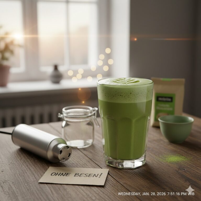 Matcha Latte ohne Besen zubereiten Anleitung Milchaufschäumer einfach Berlin