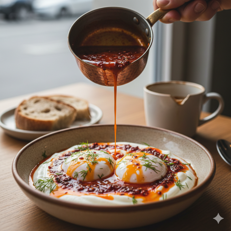 Original Cilbir Rezept türkische Eier mit Joghurt und Chili-Butter Berlin
