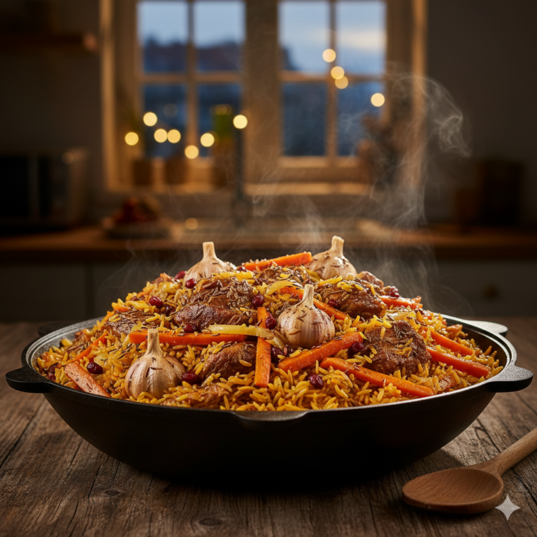 Original usbekischer Plov Kasan Rezept Lamm Reisgericht Berlin