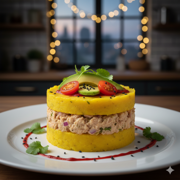 Peruanische Causa mit Thunfisch Schichtgericht Kartoffelsalat Alternative Berlin