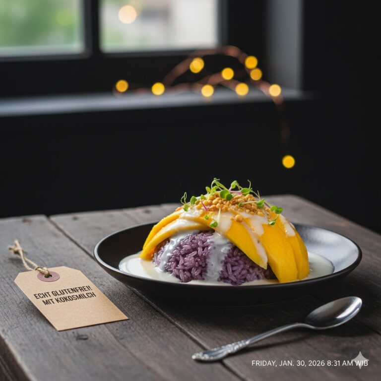Thai Mango Sticky Rice Rezept Klebreis glutenfrei Kokosmilch Dessert