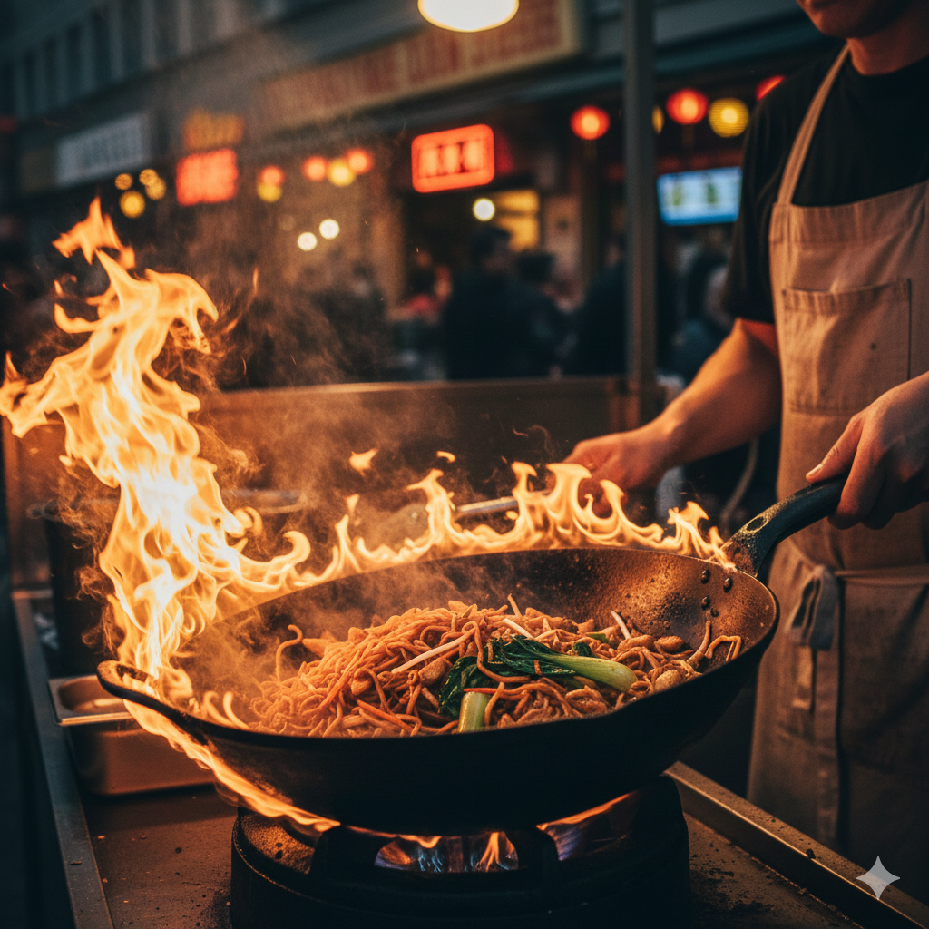 Gebratene Nudeln wie beim Asiaten: Original Rezept mit Wok Hei Effekt und frischem Gemüse in einer Berliner Asia-Küche