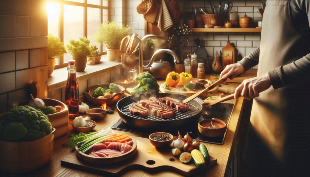 Auswahl an Supermarkt-Produkten aus Deutschland für koreanische Hwaro-gui Marinade