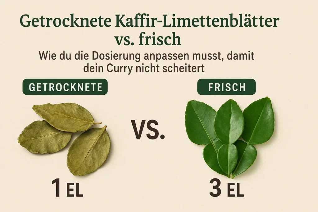 Vergleich zwischen frischen und getrockneten Kaffir-Limettenblättern für asiatische Currys