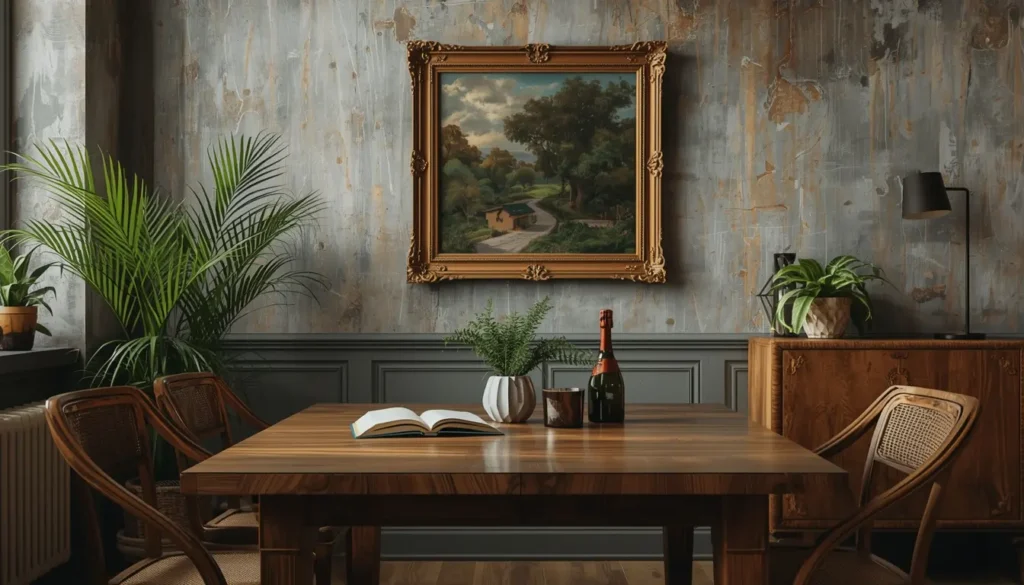 Eine Portion Rendang mit Reis in einer modernen Schale, daneben ein Laptop und ein Glas Wasser, Symbol für ein schnelles Feierabendessen, 16:9 Format.