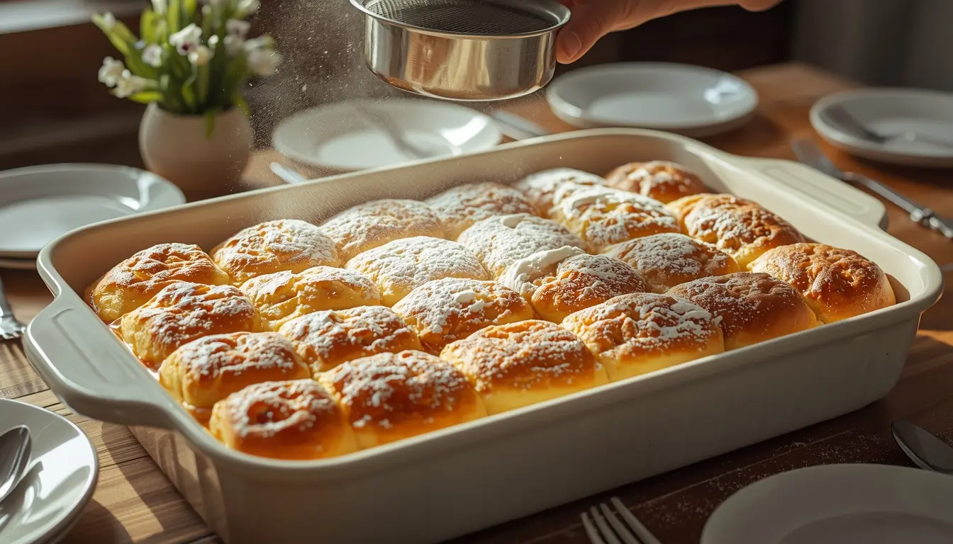 Kaiserschmarrn im Backofen Rezept für 4 bis 6 Personen in der Auflaufform.