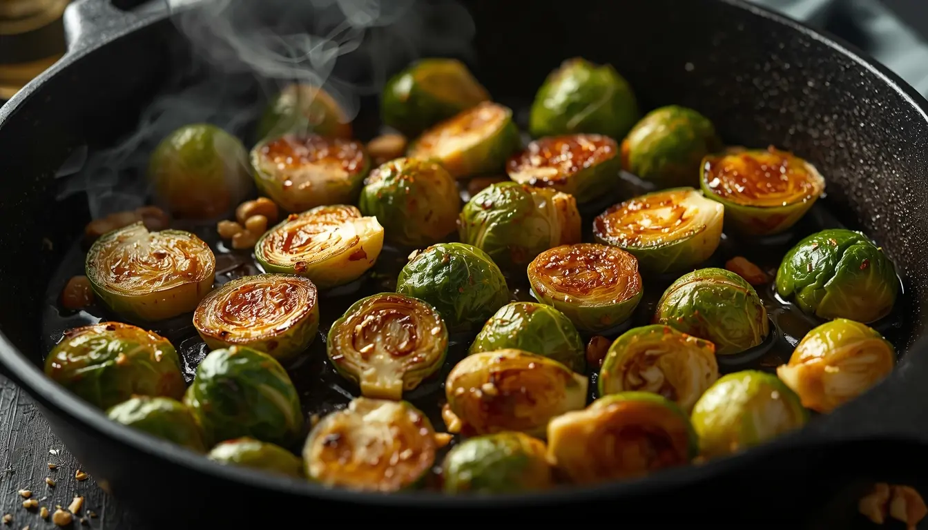 Rosenkohl Rezepte Pfanne: Knusprig gebratener Rosenkohl in 15 Minuten.