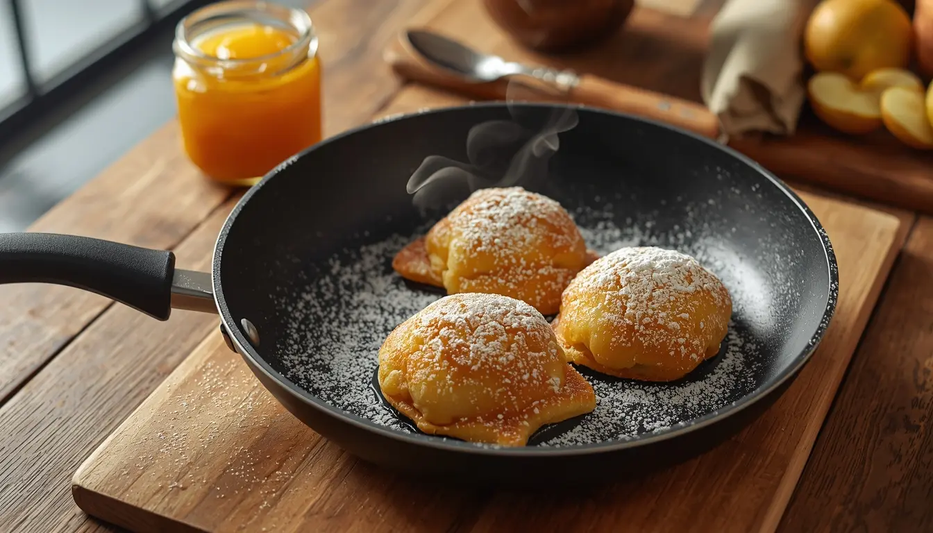 Schnelles Kaiserschmarrn Rezept einfach in 15 Minuten zubereitet in der Pfanne.