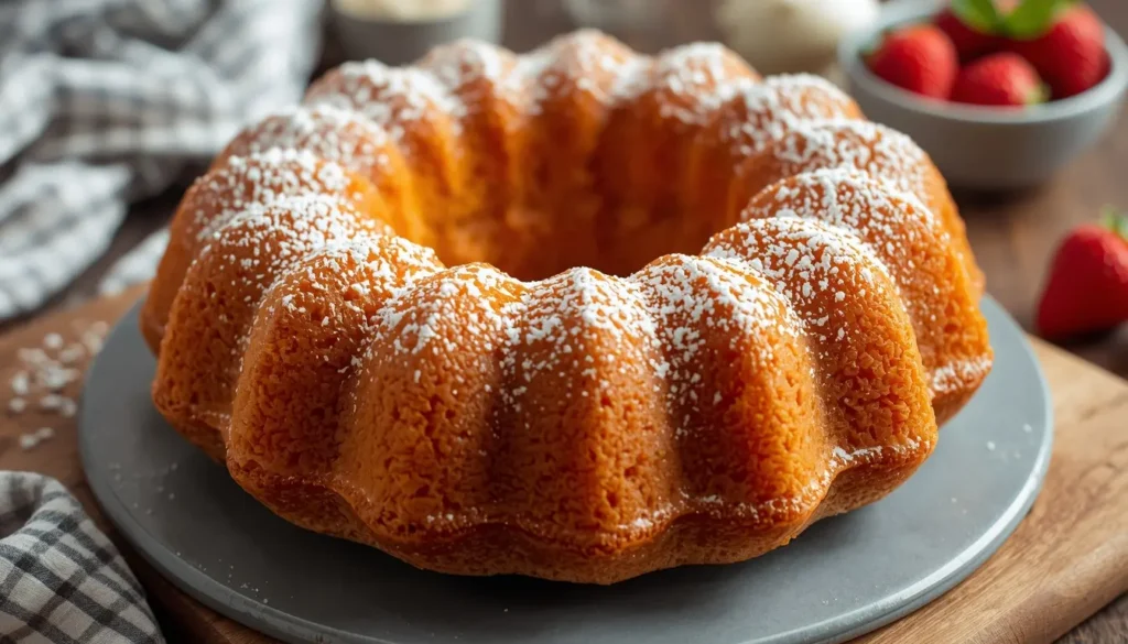 Vanillekipferl Teig im Thermomix Mixtopf, perfekt verknetet, daneben fertig gebackene Kipferl mit Puderzucker, moderne Küche, 1200 x 675 px.