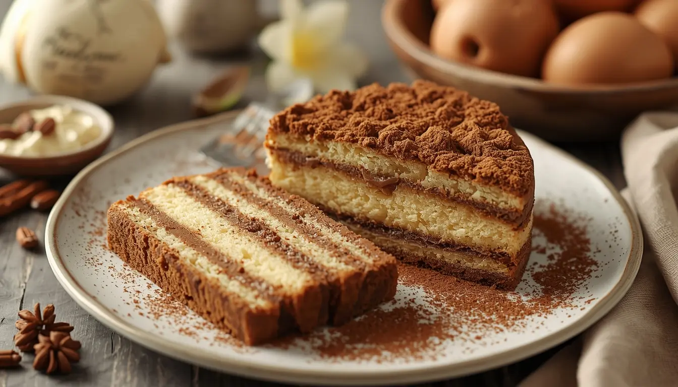 Traditionelle österreichische Vanillekipferl auf einem Silberteller, echte Vanilleschoten im Hintergrund, feiner Puderzuckerregen, 16:9 Format, 1200 x 675 px.