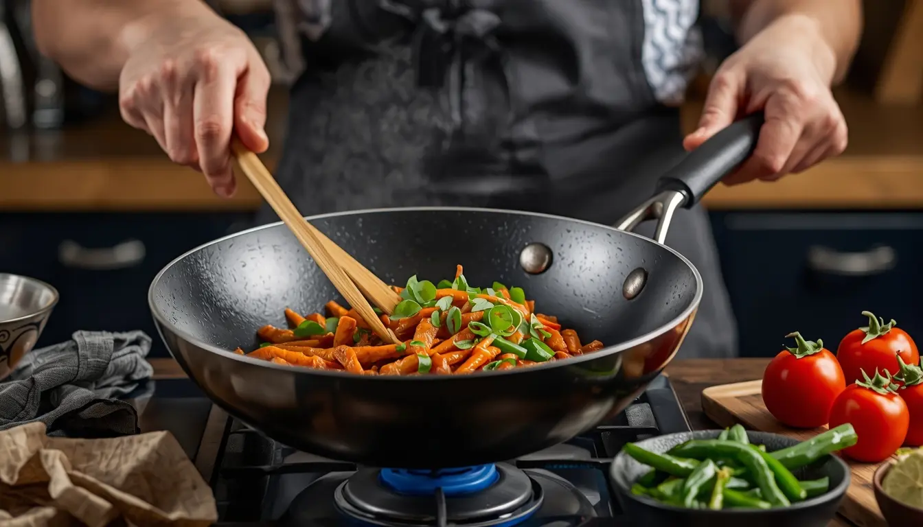 Tefal by Jamie Oliver Wokpfanne 32 cm auf einem Induktionsherd im Test - Zander Restaurant Empfehlung