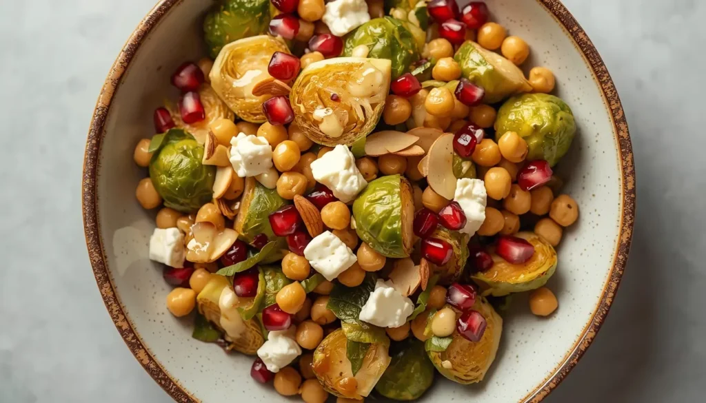 Rosenkohl vegetarisch als proteinreiches Hauptgericht mit Kichererbsen.