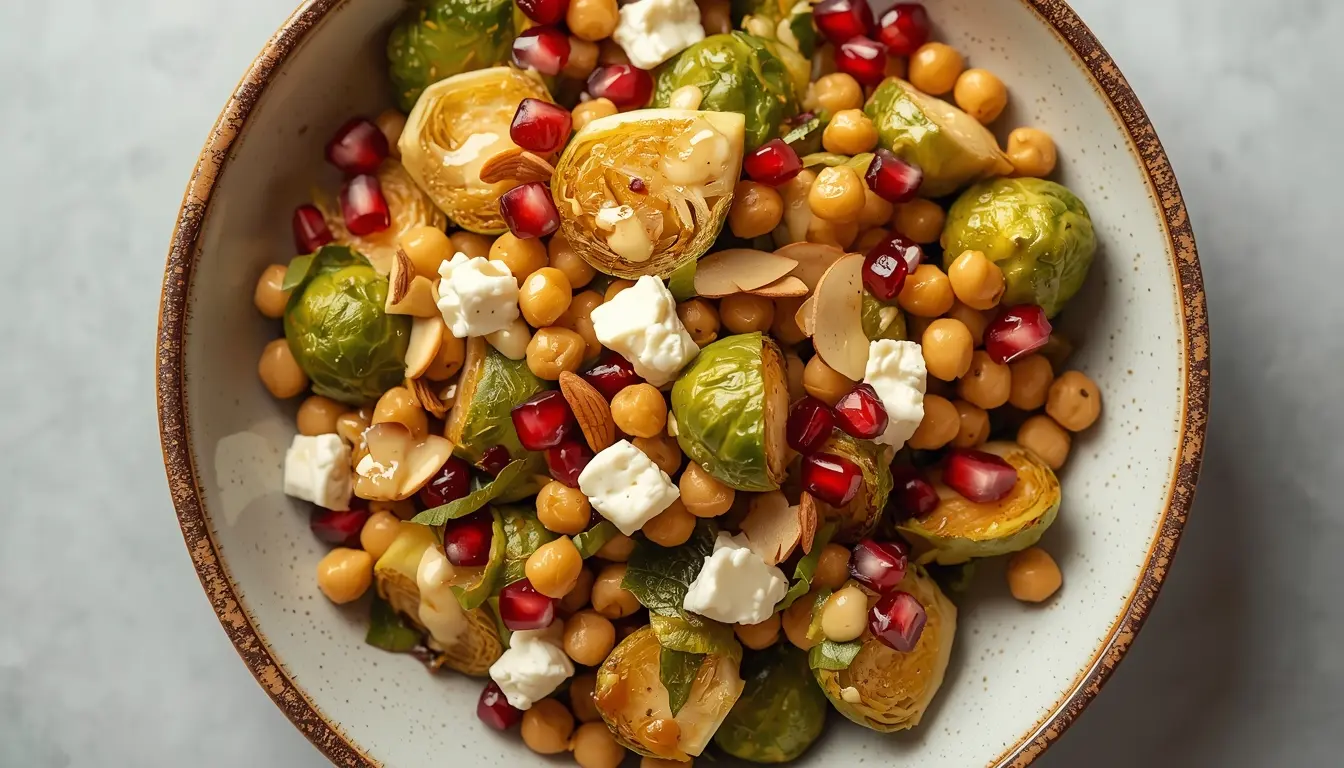 Rosenkohl vegetarisch als proteinreiches Hauptgericht mit Kichererbsen.