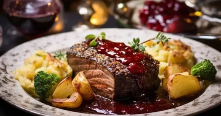 Saftiges Rinderfilet mit Rotwein-Jus und Kartoffelgratin