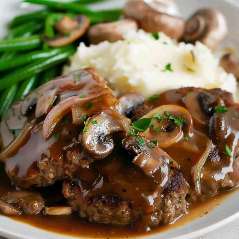 Salisbury Steak mit Pilzen: Saftige Hackfleisch-Patties in cremiger Pilzsoße